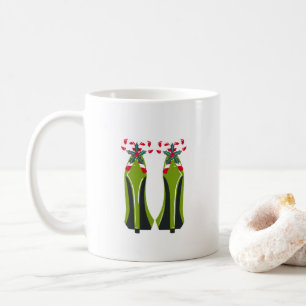 Grüne High Heels mit Candy Canes Kaffeetasse