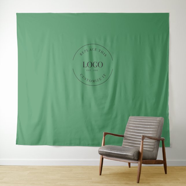 Grüne Hintergrundwand mit individuellem Logo Firme Wandteppich (Beispiel (Horizontal))