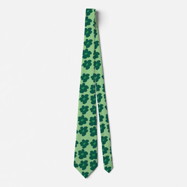Grüne Hippie-Blume Krawatte (Vorderseite)