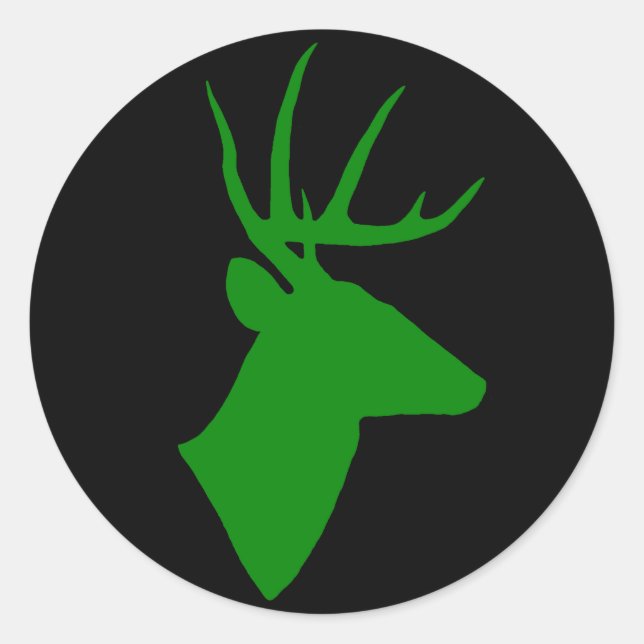 Grüne Hirschkopfkleber Runder Aufkleber (Vorderseite)