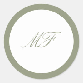 Grüne Hochzeit der Gerahmten klassischen Monogramm Runder Aufkleber
