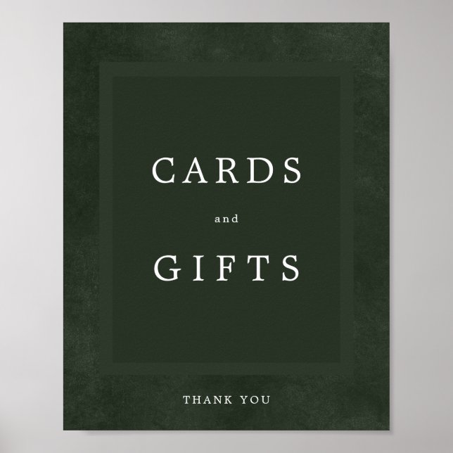 Grüne Hochzeit einfache elegante Karten und Gesche Poster (Vorne)