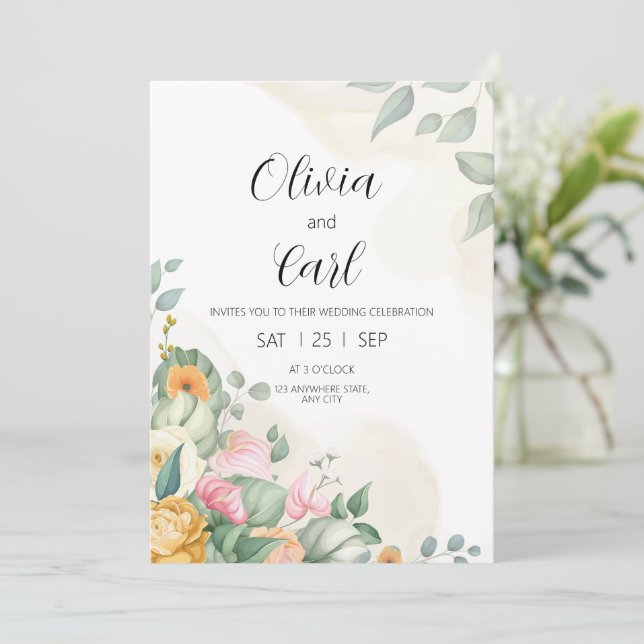 Grüne Hochzeit Einladung Eukalyptus Wedding (Stehend Vorderseite)