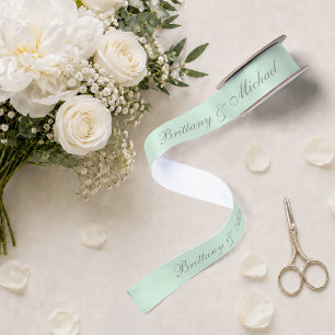 Grüne Hochzeit Elegante Kalligrafie Schrift Satinband