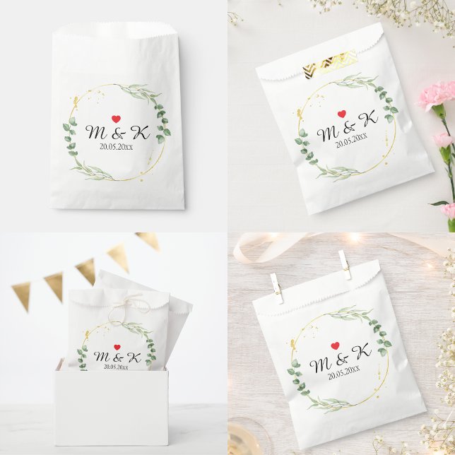 Grüne Hochzeit Geschenktütchen (Watercolor Greenery Wedding Favor Bag)