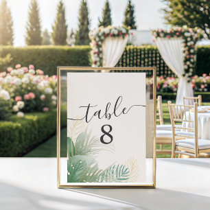 Grüne Hochzeit in tropischen Foliage Tischnummer