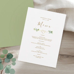 Grüne Hochzeit mit goldenem Herzen Menükarte