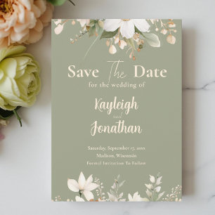 Grüne Hochzeit mit moderner Wasserfarbe Save The Date