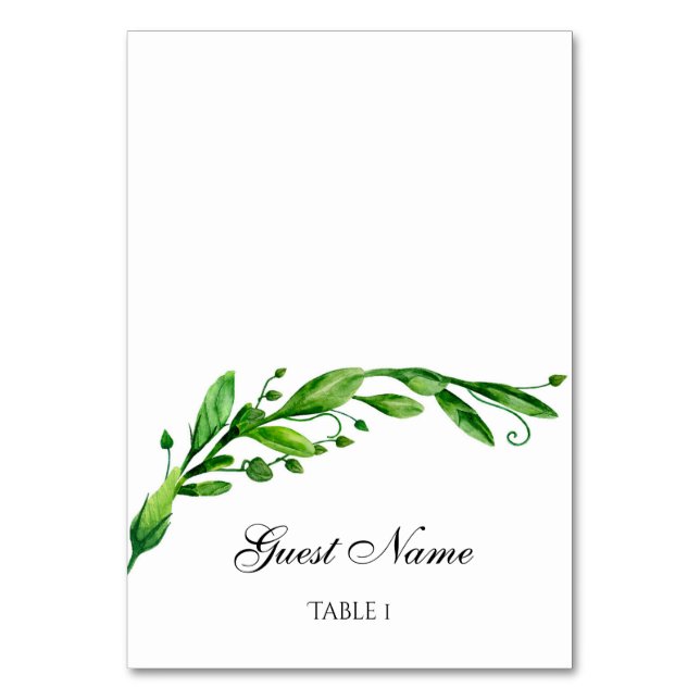 Grüne Hochzeit Platzkarte. Grüne Sitzkarte Tischnummer (Vorderseite)