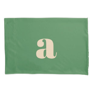 Grüne Hochzeit Retro moderne Initiale  Kissenbezug