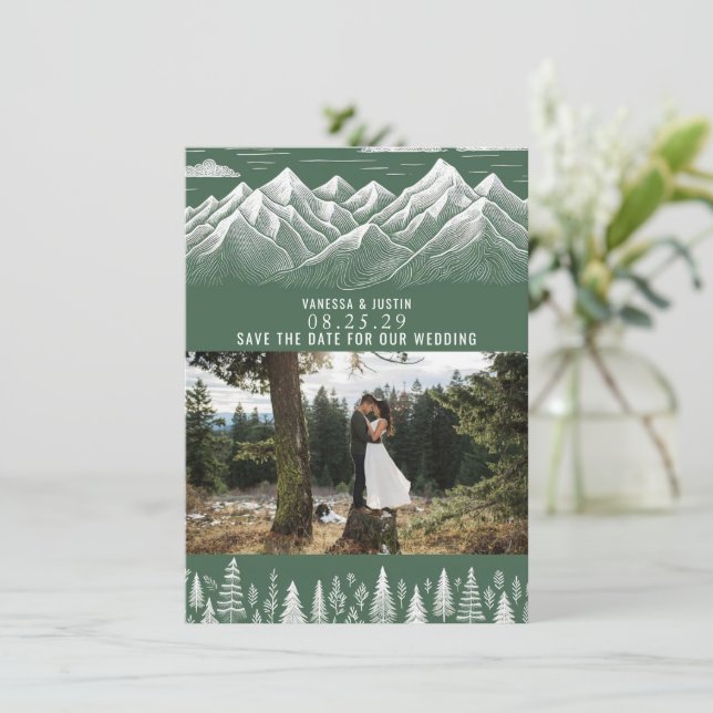 Grüne Hochzeit Save The Date (Stehend Vorderseite)