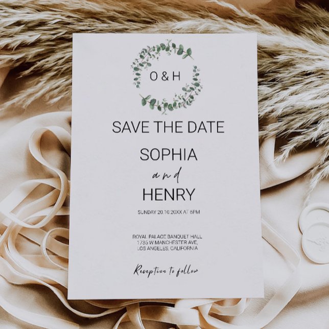 Grüne Hochzeit speichern das Datum der Einladung (Greenery Wedding Save the Date Invitation)