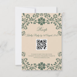 Grüne Hochzeit und Beige RSVP Karte
