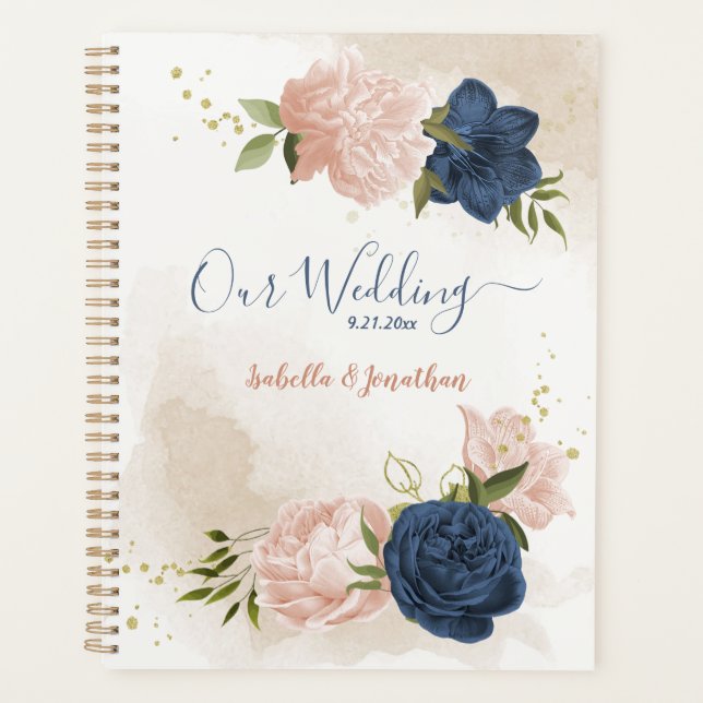Grüne Hochzeit von Navy & Blush Blume Planer (Vorderseite)