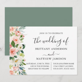 Grüne Hochzeit von Watercolor Pink Blush Floral Sa Einladung