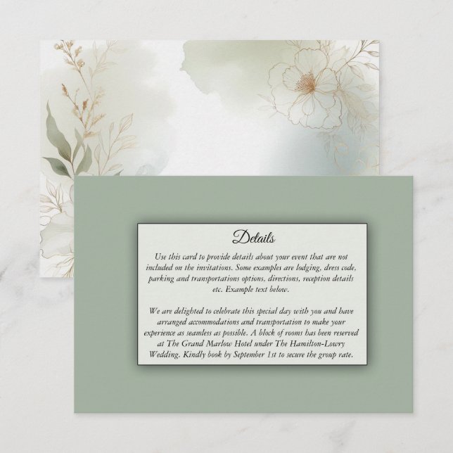 Grüne Hochzeit von weichfarbenem Wasserfarben Begleitkarte (Vorne/Hinten)