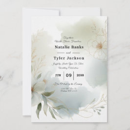 Grüne Hochzeit von weichfarbenem Wasserfarben Einladung