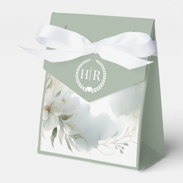 Grüne Hochzeit von weichfarbenem Wasserfarben Geschenkschachtel (Vorderseite)