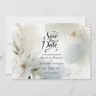 Grüne Hochzeit von weichfarbenem Wasserfarben Save The Date