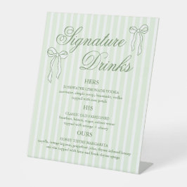 Grüne Hochzeitsignatur Drinks Cocktails Sockelschild