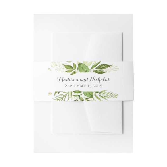 Grüne Hochzeitskassette Bauchband, rustikale Veget Einladungsbanderole (Vorderseite Beispiel)