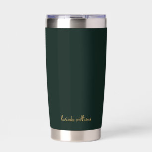 Grüne Holzkohle und Gold-Script-Monogramm Thermobecher
