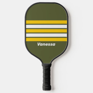 Grüne Honig Nostalgie quer über Streifen mit Namen Pickleball Schläger
