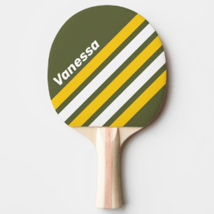 Grüne Honig Nostalgische Winklige Streifen mit Nam Tischtennis Schläger