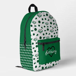 Grüne Hörer, Pom Poms, Megaphone Muster Bedruckter Rucksack