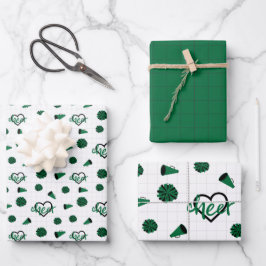 Grüne Hörer, Pom Poms, Megaphone Muster Geschenkpapier Set