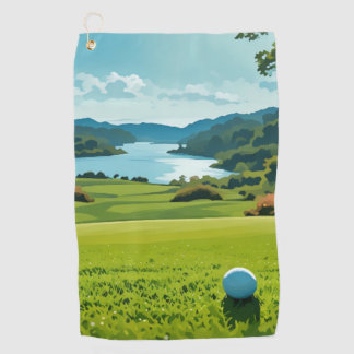 Grüne Horizonte, blaue Himmel, reine Golfblicke Golfhandtuch