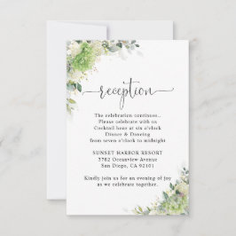 Grüne Hortensien Hochzeitsempfang Beilagekarte RSVP Karte