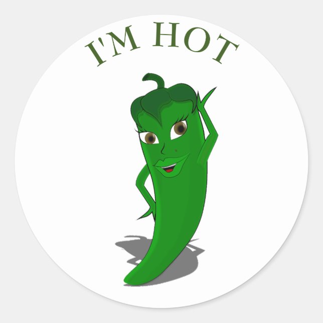 Grüne Hot Pepper Diva Klassischer Rundaufkleber Runder Aufkleber (Vorderseite)