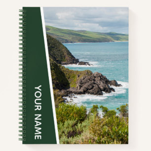 Grüne Hügel Küstenlandschaft, Australien, Grün Notizbuch