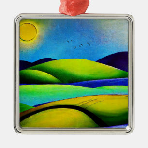Grüne Hügel Landschaft Ornament Aus Metall