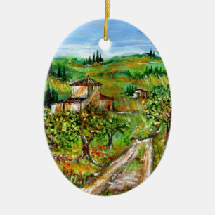 GRÜNE HÜGEL UND OLIVENBÄUME IN DER TUSKANISCHEN KERAMIK ORNAMENT