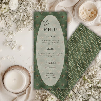 Grüne Hummel Elegante Hochzeit Menükarte