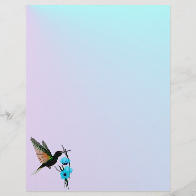Grüne Hummingbird-blaue Blumenblätter (Vorderseite)