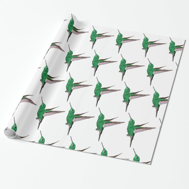 Grüne Hummingvögel Geschenkpapier (Ungerollt)