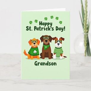 Grüne Hunde Shamrocks Enkelkarte Karte