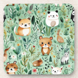 Grüne Hütte im Zentrum der Blumenlandschaft Getränkeuntersetzer