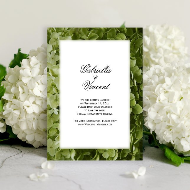 Grüne Hydrangea-Blume Hochzeit retten Datum Save The Date (Von Creator hochgeladen)