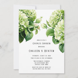 Grüne Hydrangea Blumenpaare Dusche Einladung