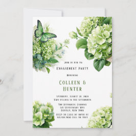 Grüne Hydrangea Butterfly Floral Engagement Party Einladung