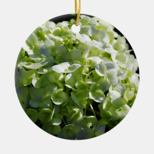 Grüne Hydrangeas-Blumen Keramik Ornament (Vorne)