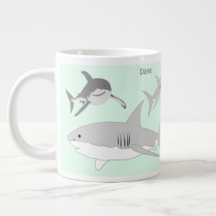 Grüne Illustration lebendiger Meereshaie Jumbo-Tasse