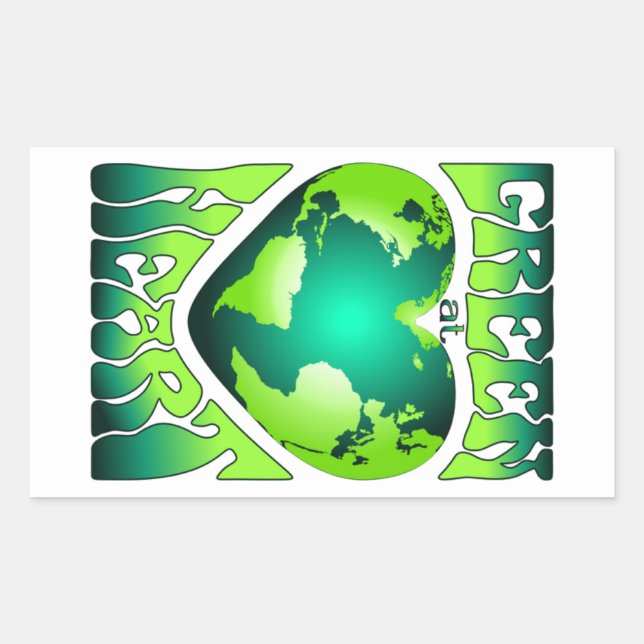 GRÜNE IM HERZEN Öko umweltfreundlich Retro Rechteckiger Aufkleber (Vorderseite)