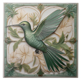 Grüne Imitate im Jugendstil Hummingbird Fliese