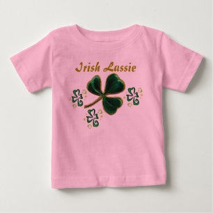 Grüne Imitate Velvet Clover Irish Lassie Baby T-shirt