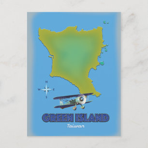 Grüne Insel Taiwan Reiseplakat. Postkarte